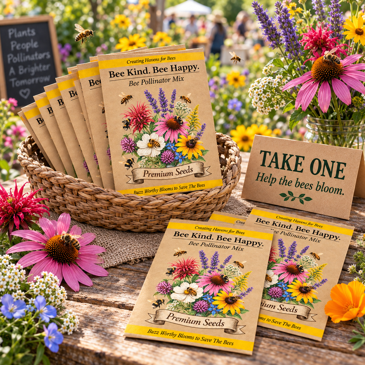 25 count Bee Pollinator Packet Seed Packet Favor