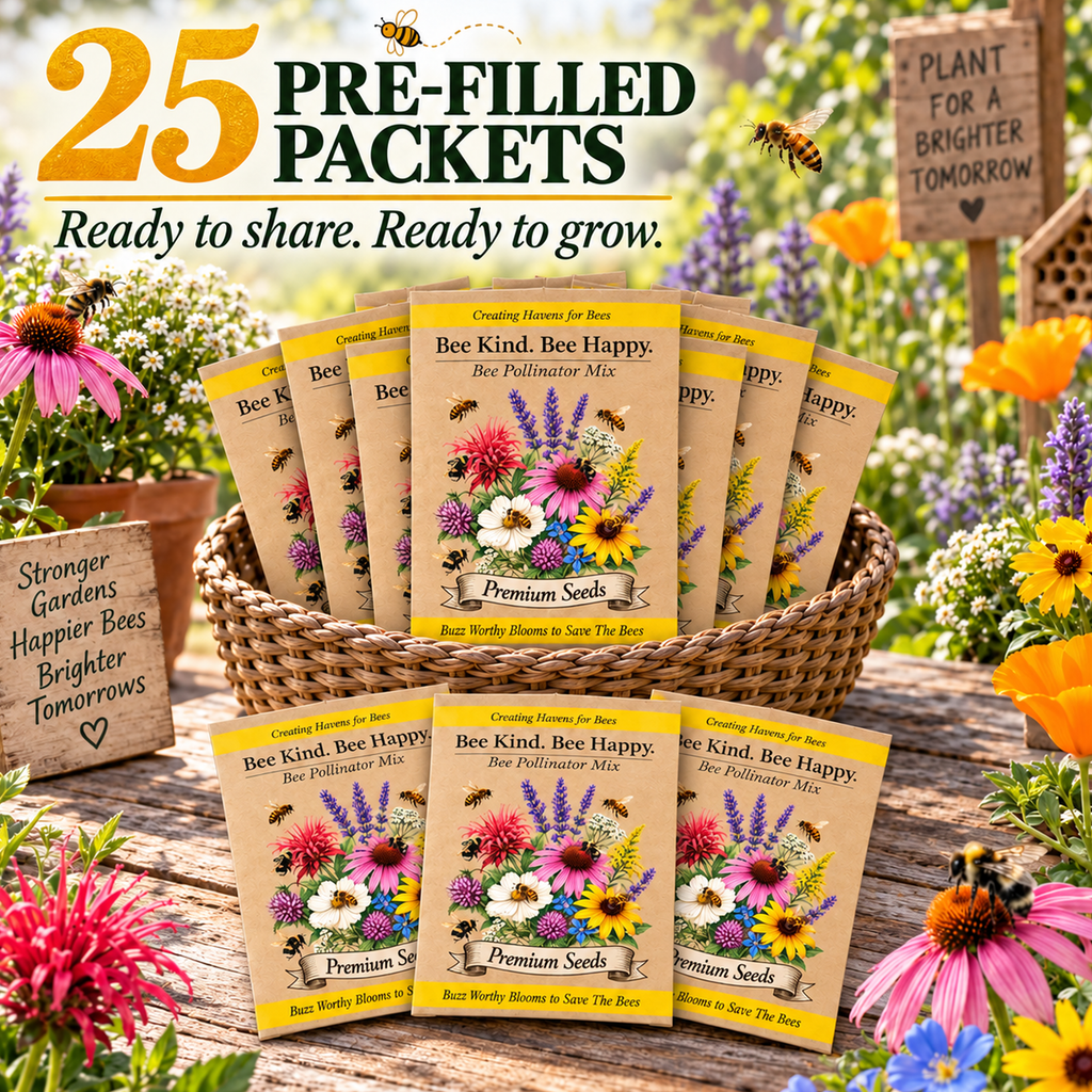 25 count Bee Pollinator Packet Seed Packet Favor