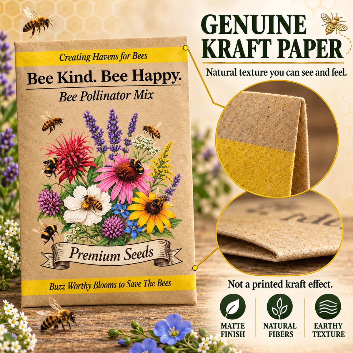 25 count Bee Pollinator Packet Seed Packet Favor