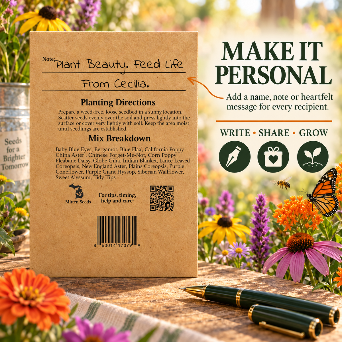 25 count Bee Pollinator Packet Seed Packet Favor