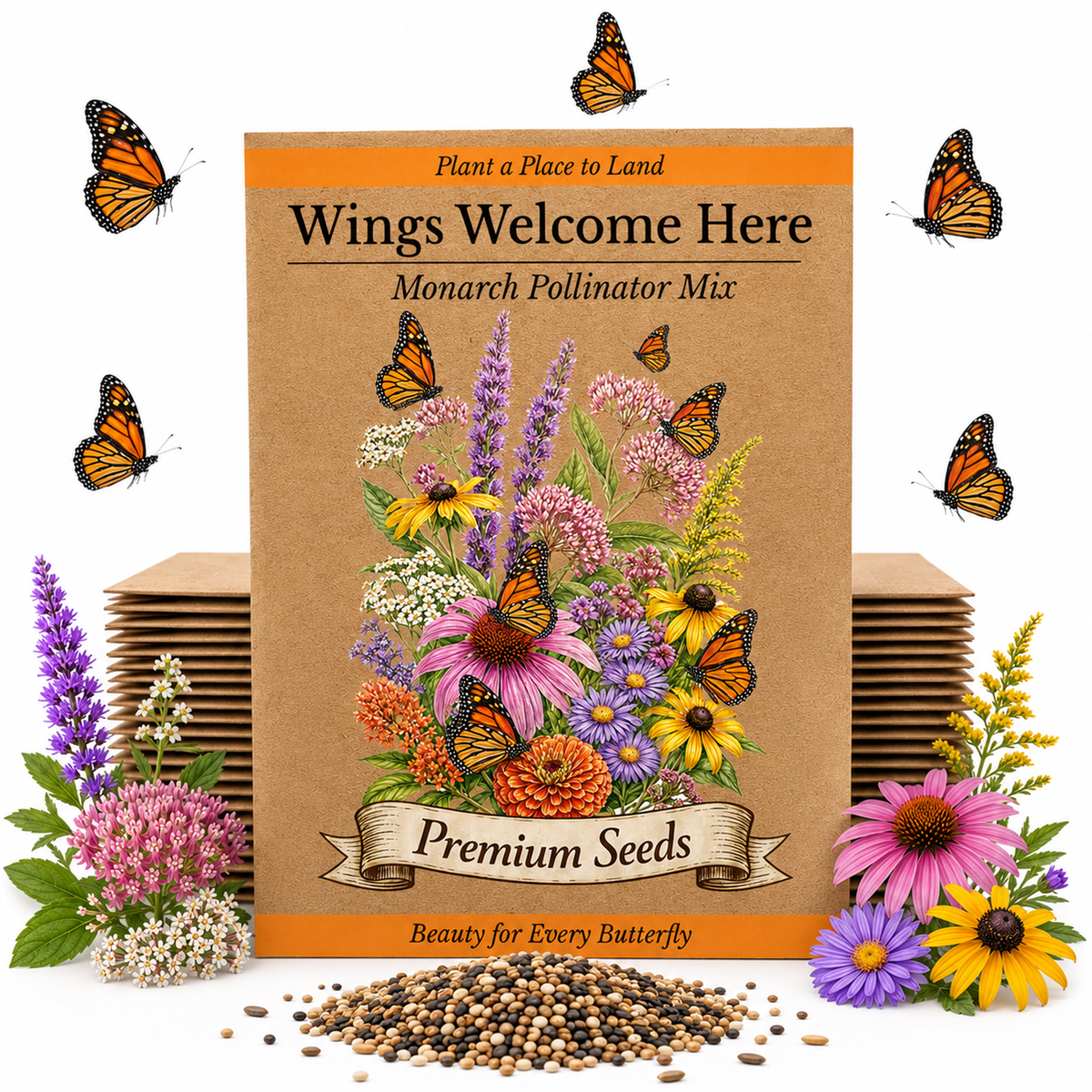 25pc Monarch Butterfly Packet Seed Packet Favors