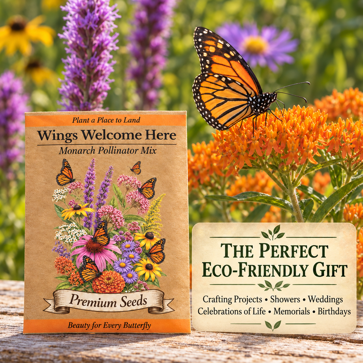 25pc Monarch Butterfly Packet Seed Packet Favors
