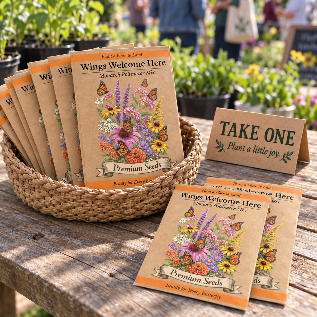 25pc Monarch Butterfly Packet Seed Packet Favors