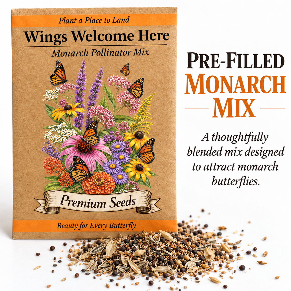25pc Monarch Butterfly Packet Seed Packet Favors