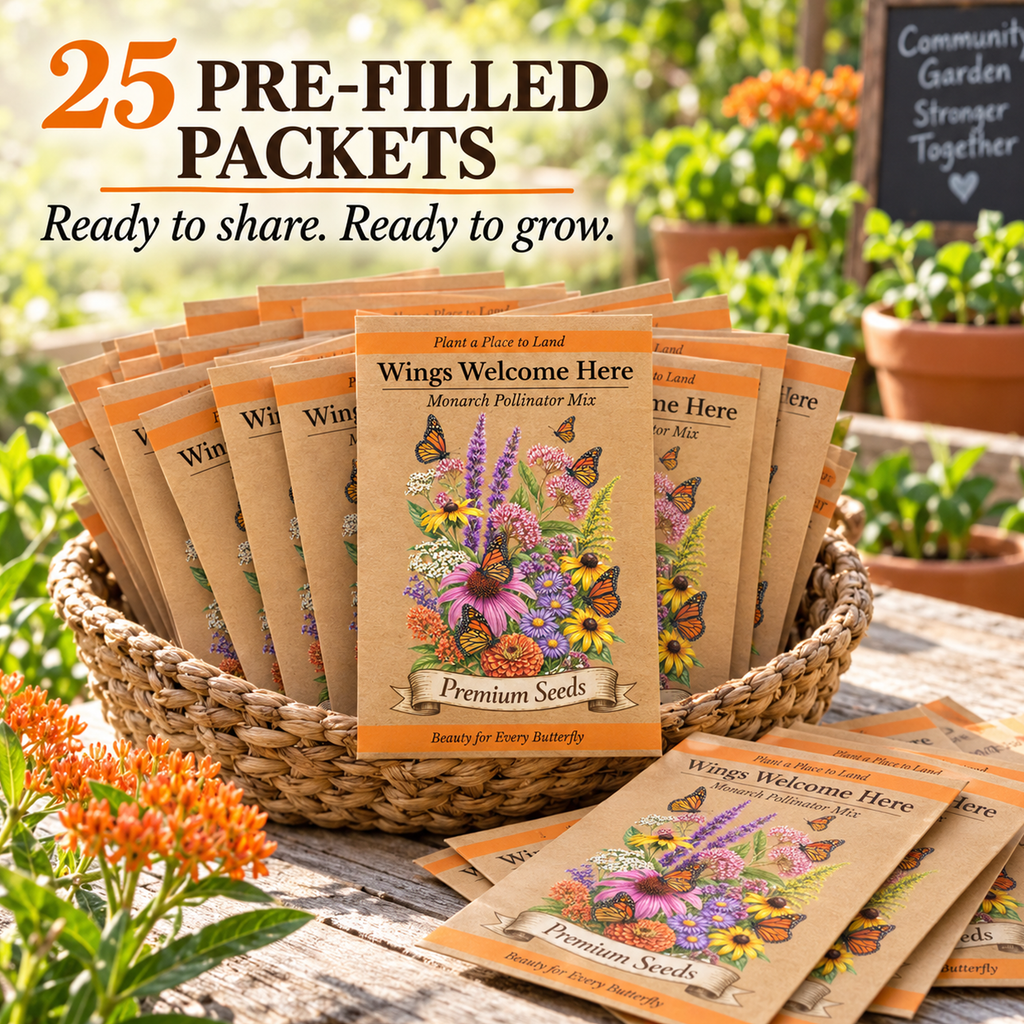 25pc Monarch Butterfly Packet Seed Packet Favors