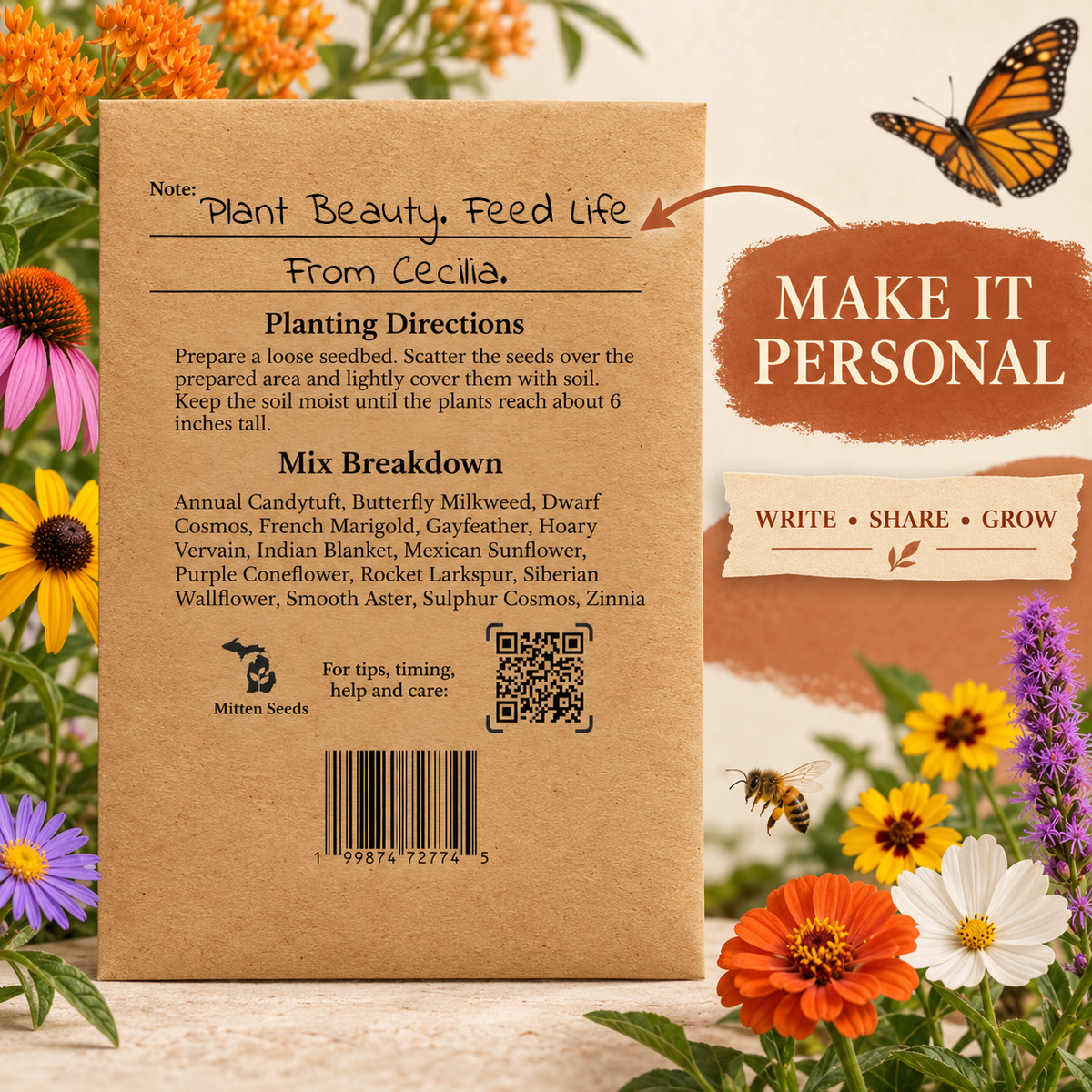 25pc Monarch Butterfly Packet Seed Packet Favors