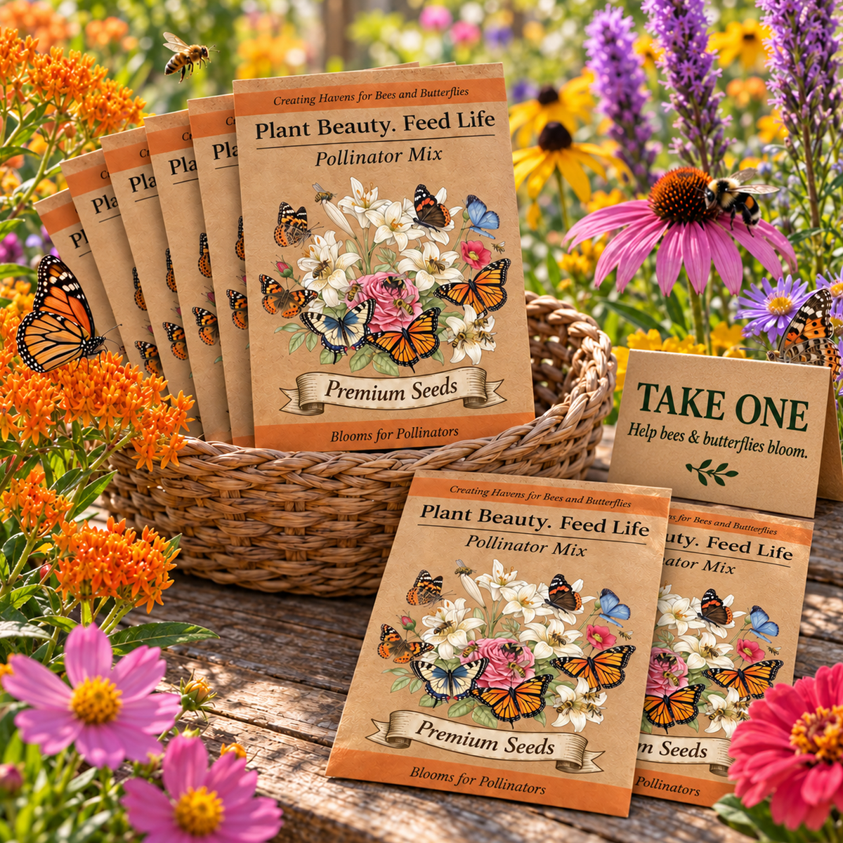 25pc Bee/Butterfly Pollinator Seed Packet Favors