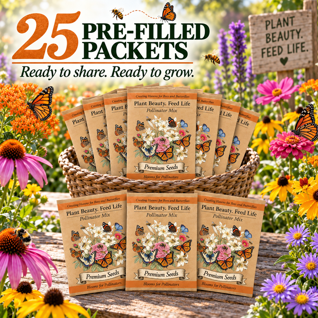25pc Bee/Butterfly Pollinator Seed Packet Favors