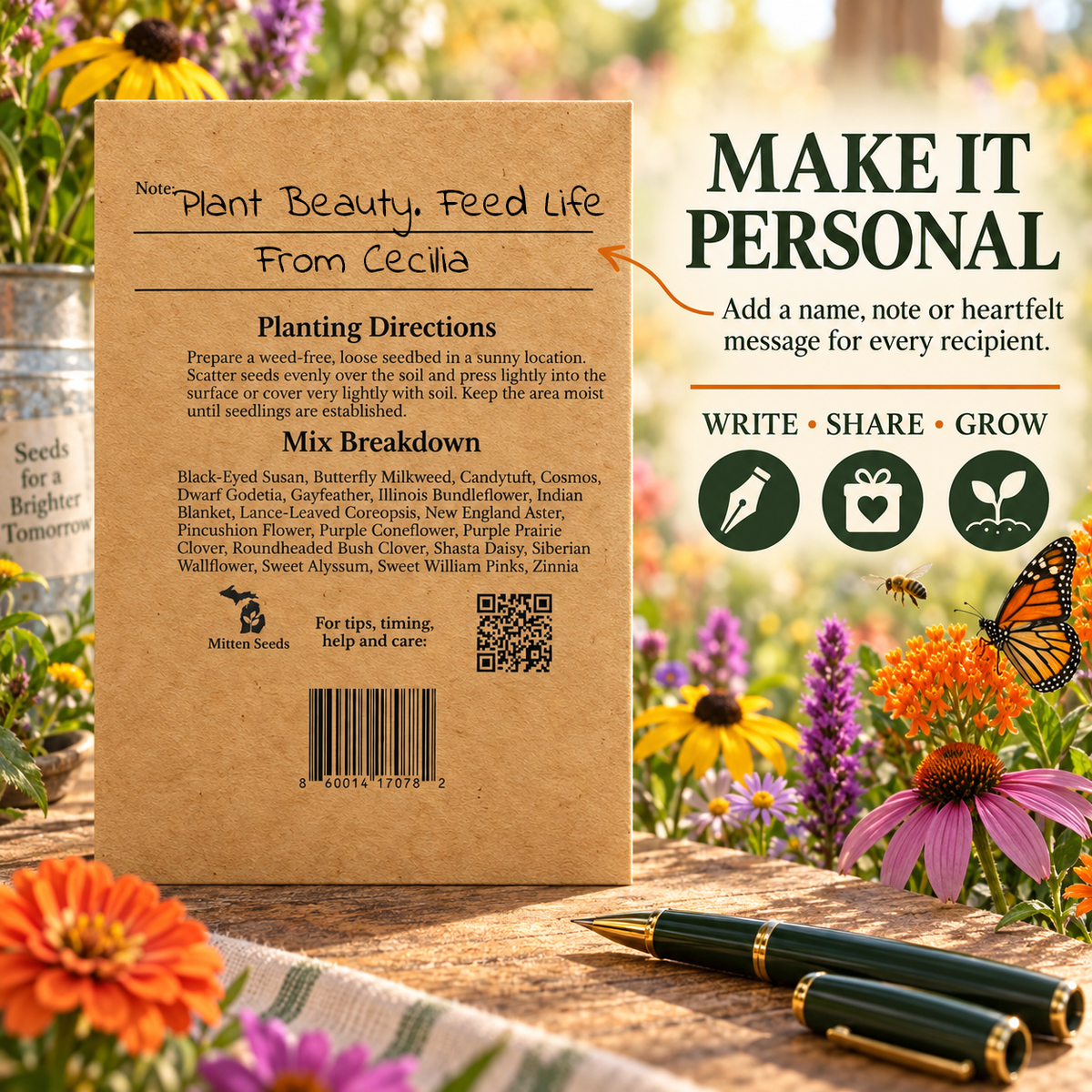 25pc Bee/Butterfly Pollinator Seed Packet Favors